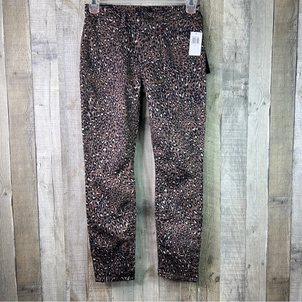 Jen 7 Size 4 Animal Print Ankle Skinny Stretch Denim Pants w/5 Pockets B…